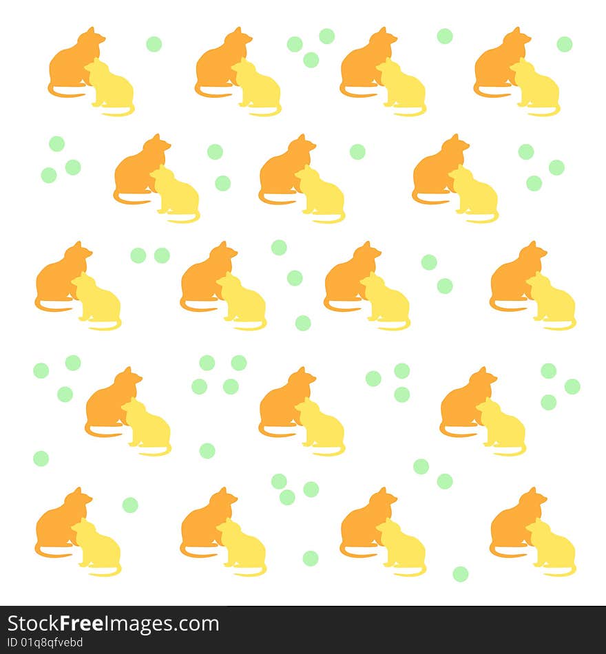 Orange and yellow cats pattern on solid background illustration. Orange and yellow cats pattern on solid background illustration