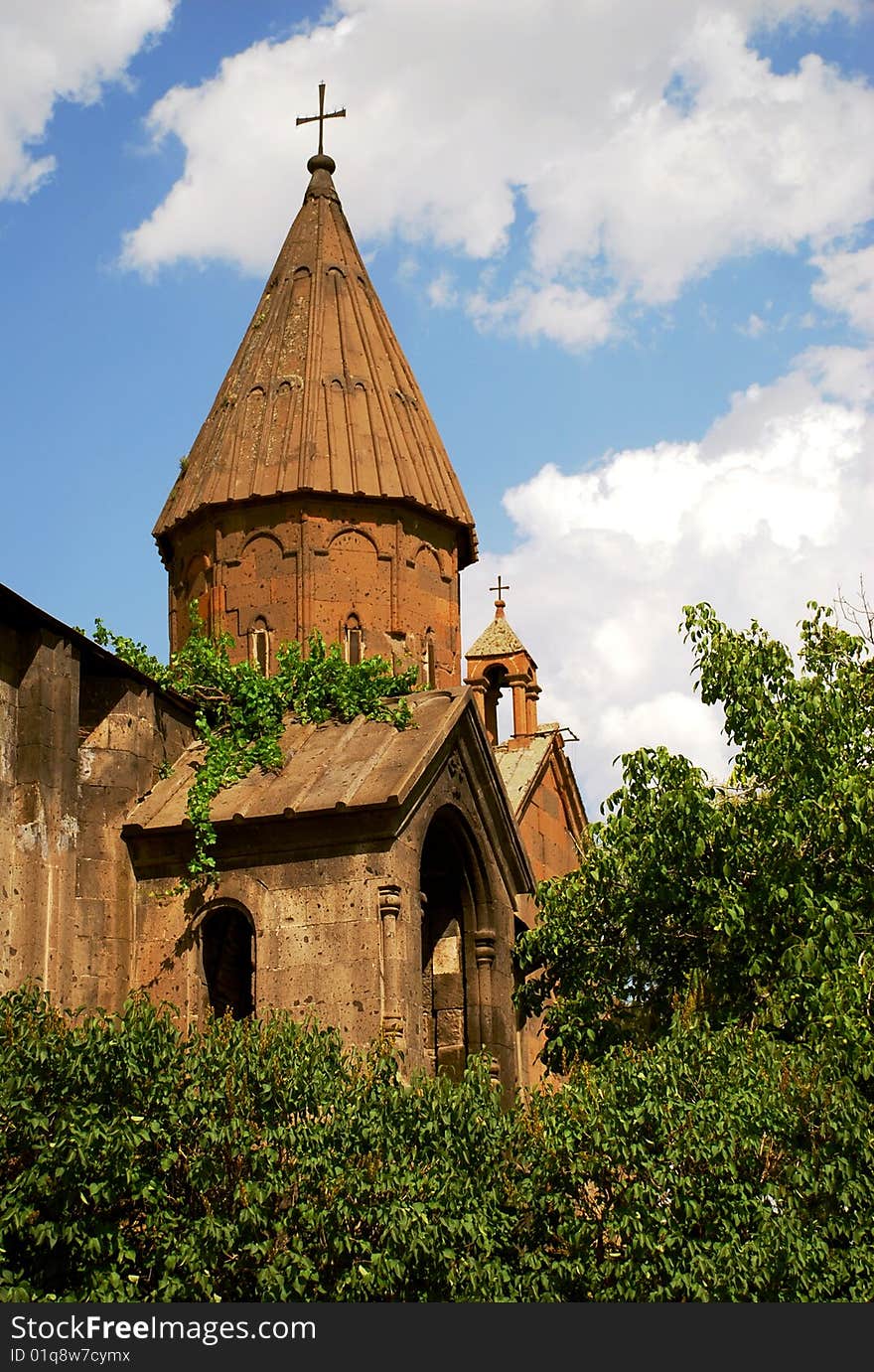 Old medieval christian church against sky. Old medieval christian church against sky