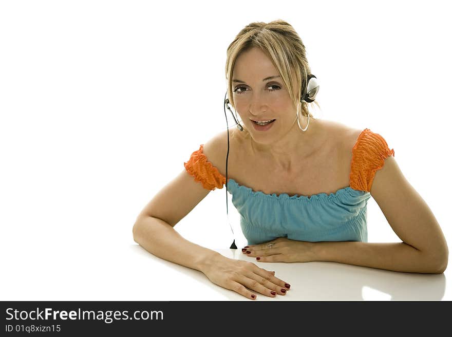 Woman with headset