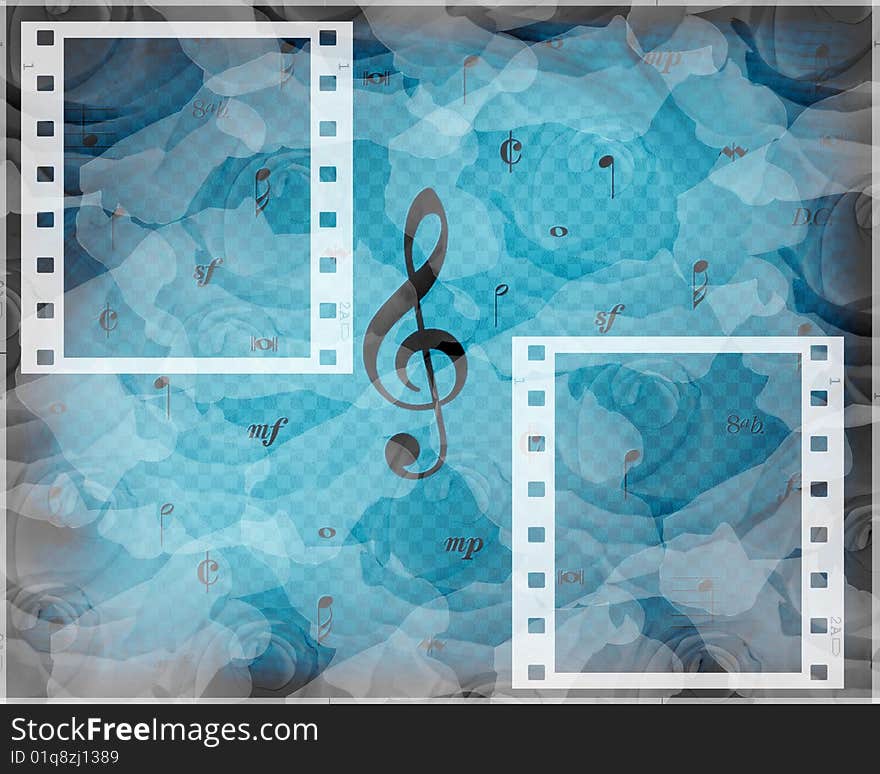 A beautiful background in blue for card with notes. A beautiful background in blue for card with notes