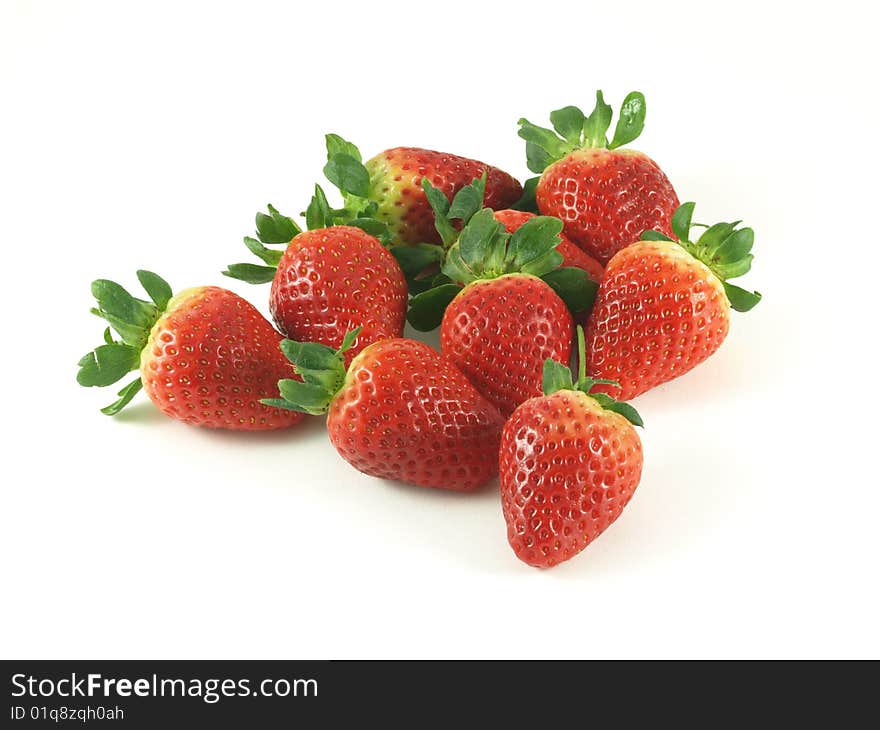 Strawberries on white isolated background.