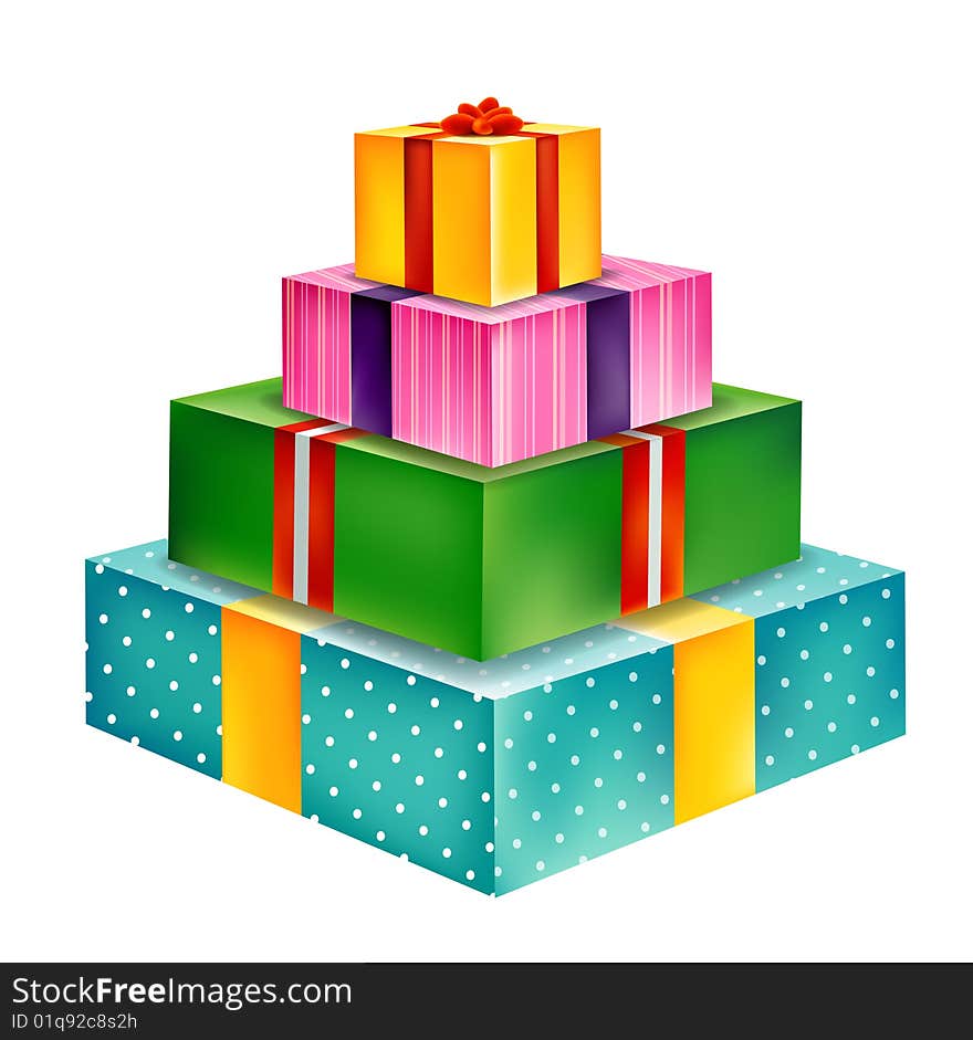 A pile of color gift box  on the backgroud