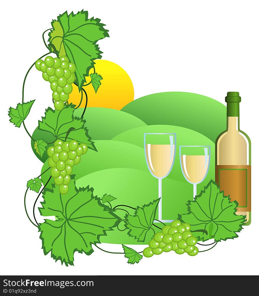 Clip-art of wine and vineyard