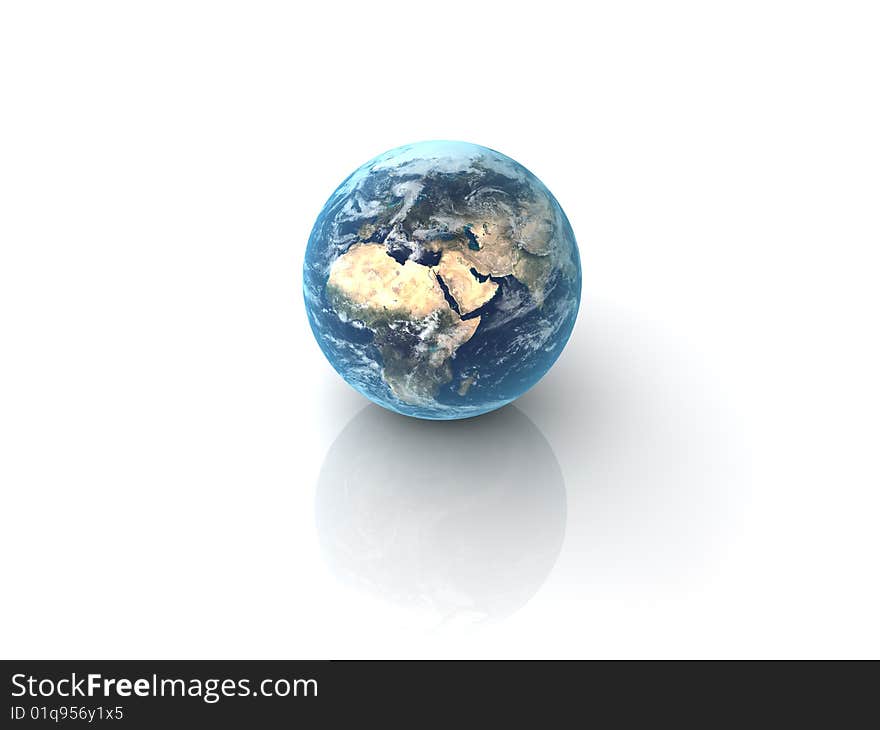 The whole globe on white background. The whole globe on white background.