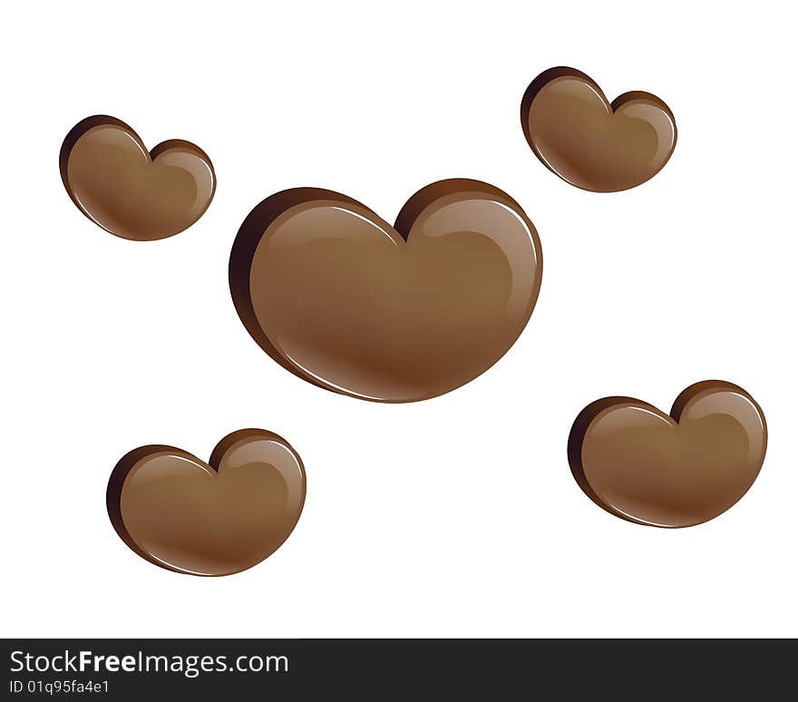 Chocolate heart on the white background