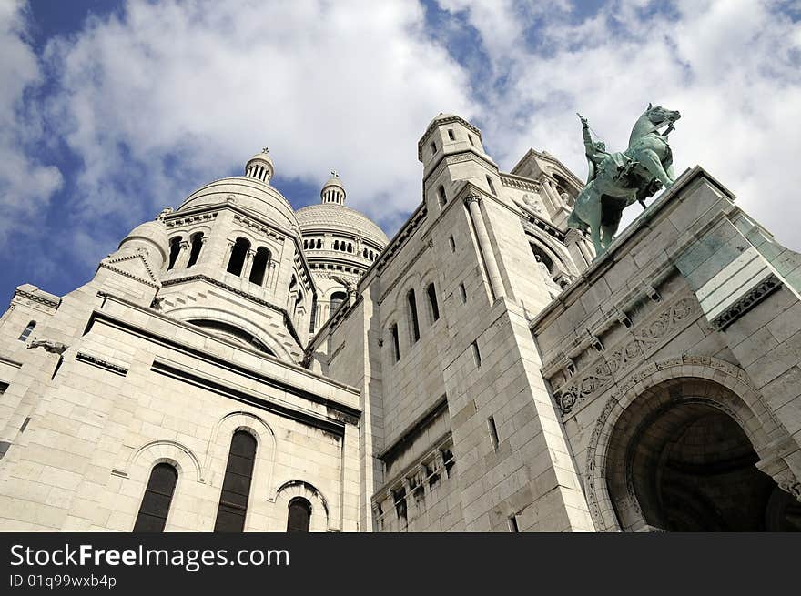 Great church building with status, gothic tower building. Great church building with status, gothic tower building