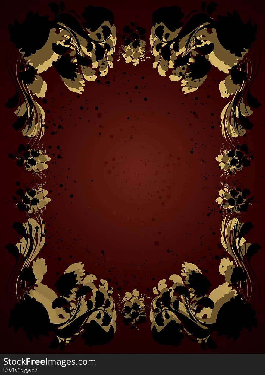 Vector background with floral frame. Vector background with floral frame