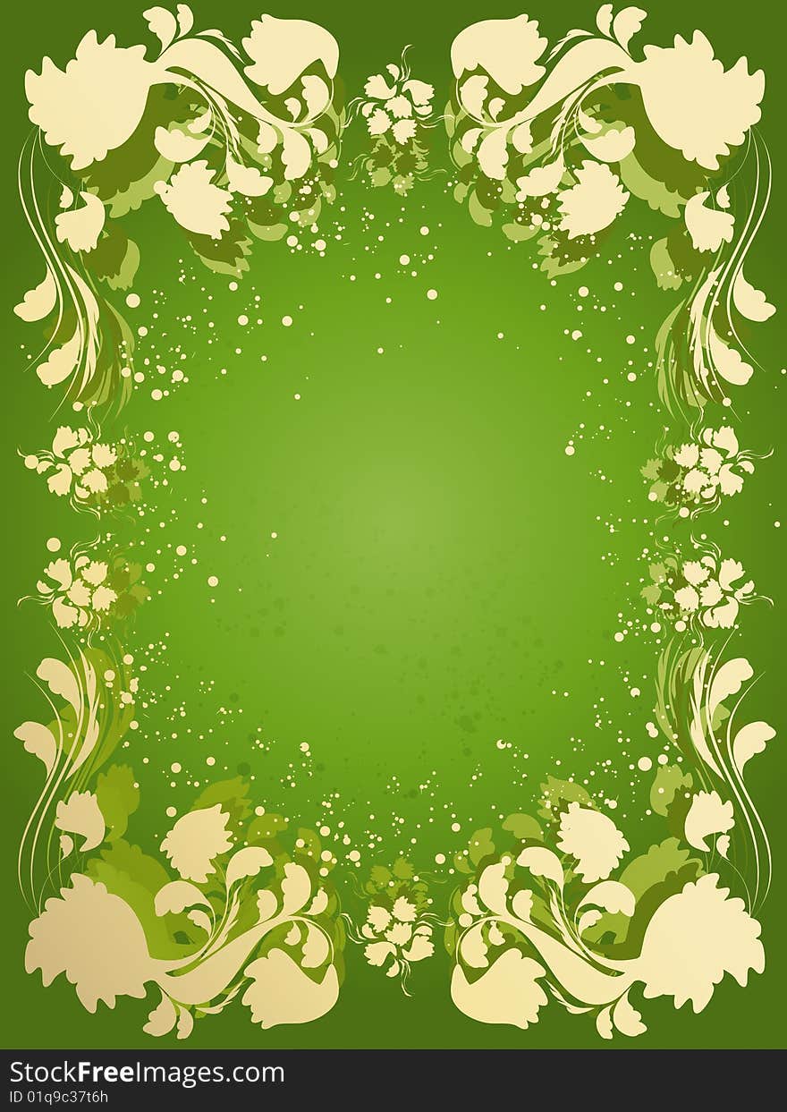 Vector background with floral frame. Vector background with floral frame