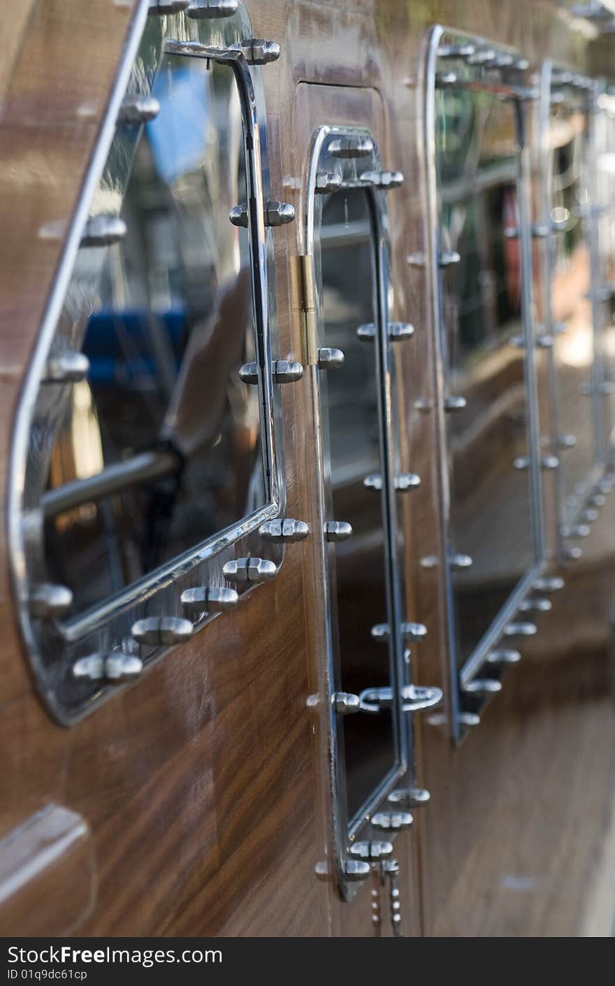 Deck of luxury wooden yacht. Deck of luxury wooden yacht