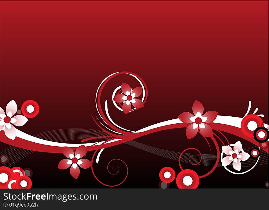 Red ornament design with flowers. Red ornament design with flowers