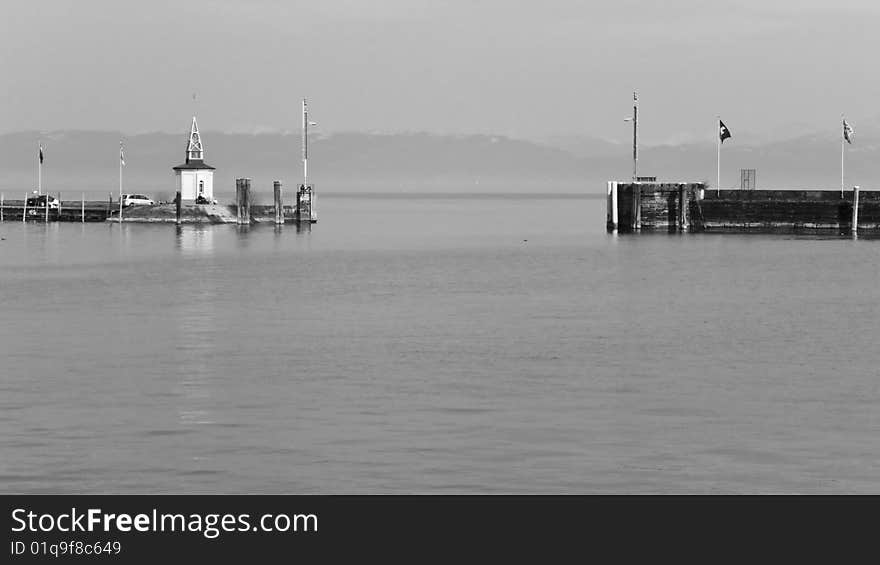 The exit of the haven of Romanshorn at Lake Constance. The exit of the haven of Romanshorn at Lake Constance