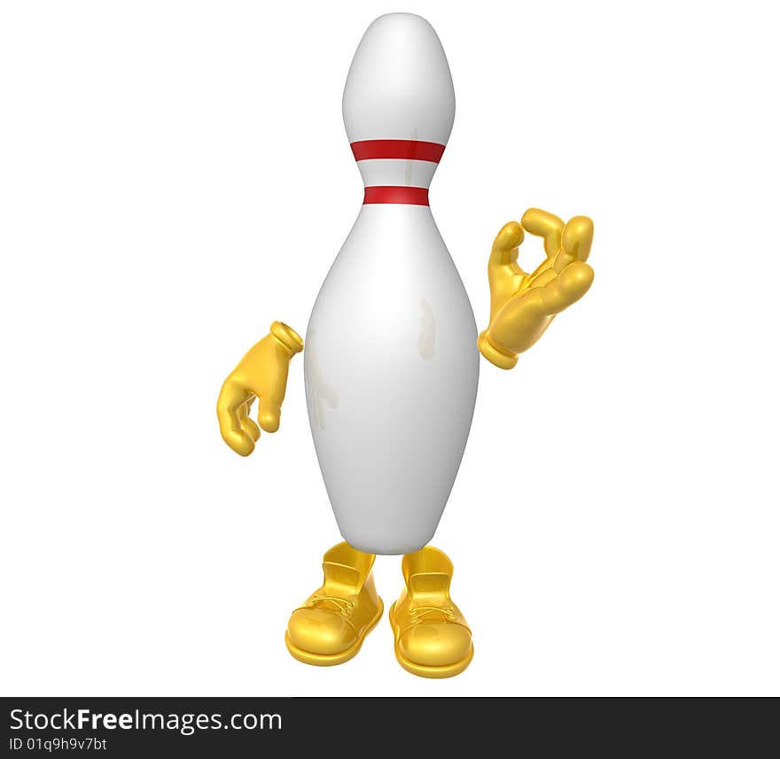 Bowling pin 3d mascot figure