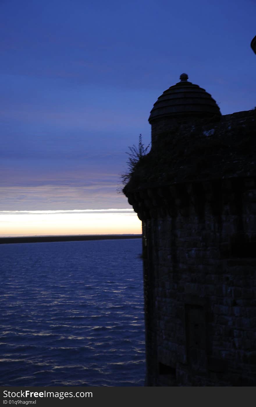 Shadow Shape Of Old Castle After Sunset