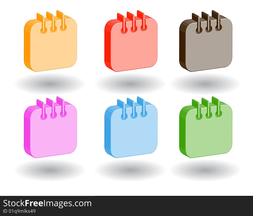 Set of color 3d web icons. Set of color 3d web icons