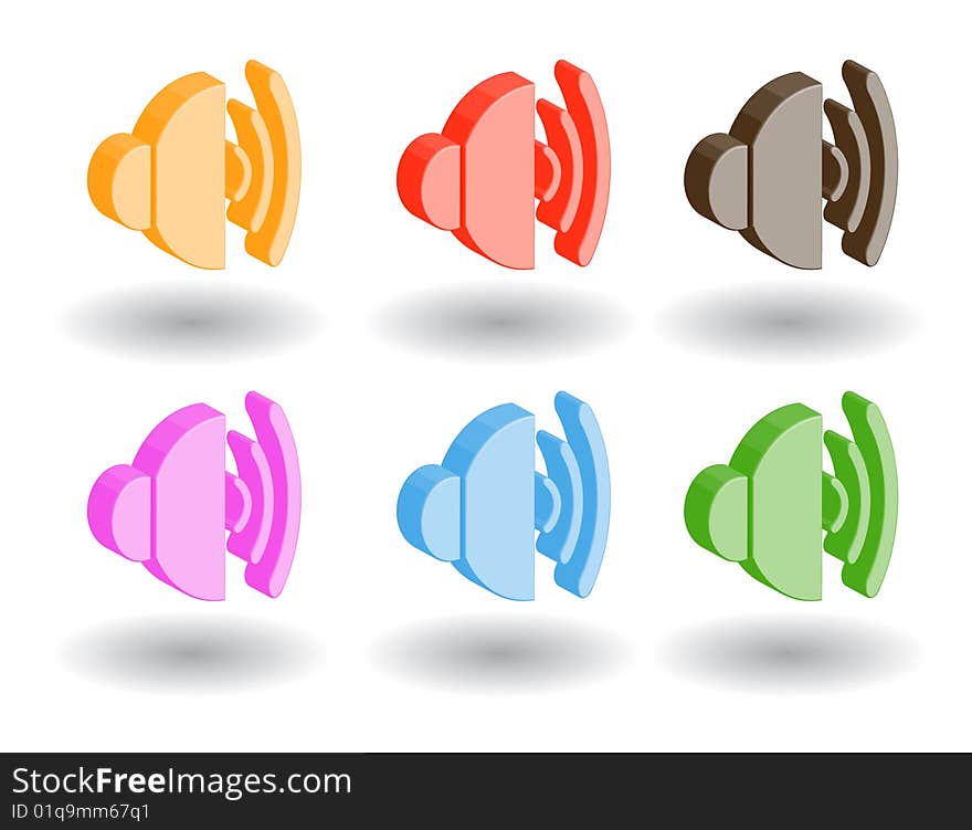 Set of color 3d web icons. Set of color 3d web icons