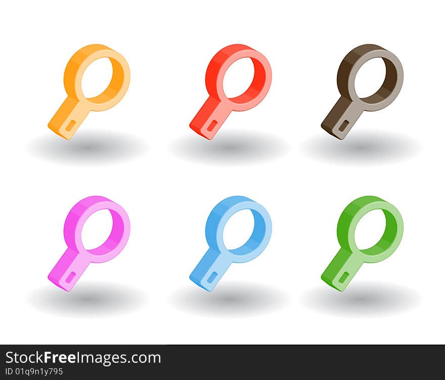 Set of color 3d web icons. Set of color 3d web icons