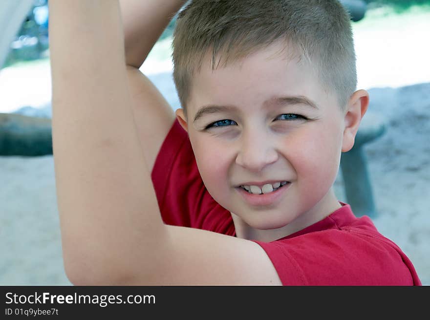 Portrait of a boy playing