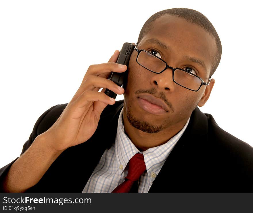 Nice Isolated Image of a Black Businessman On the Phone