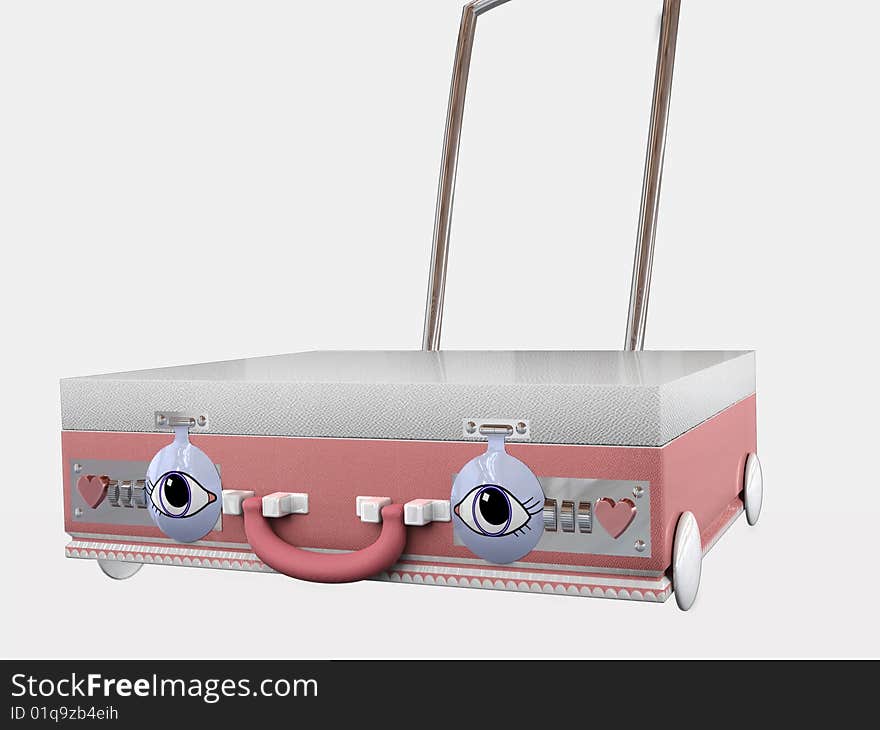 A Stylish valise with eyes. A Stylish valise with eyes