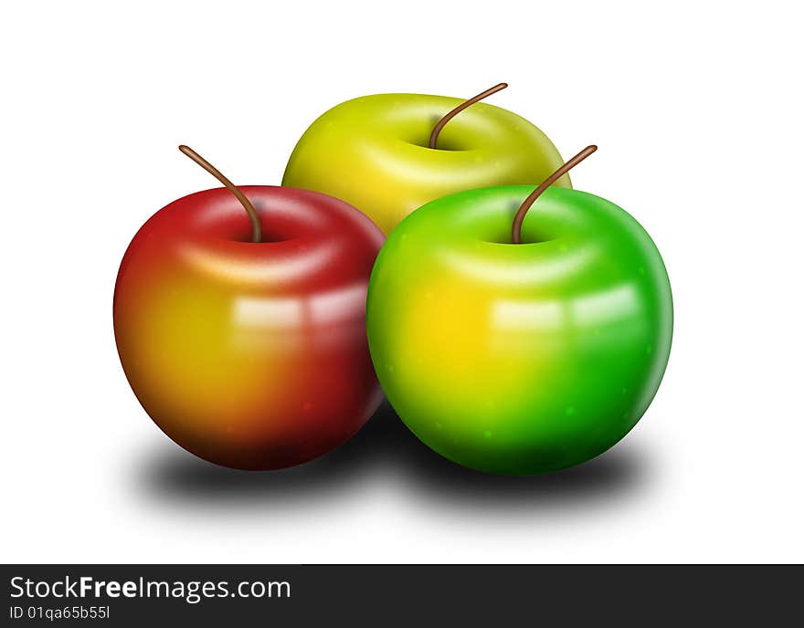 Three Multi-coloured Apples