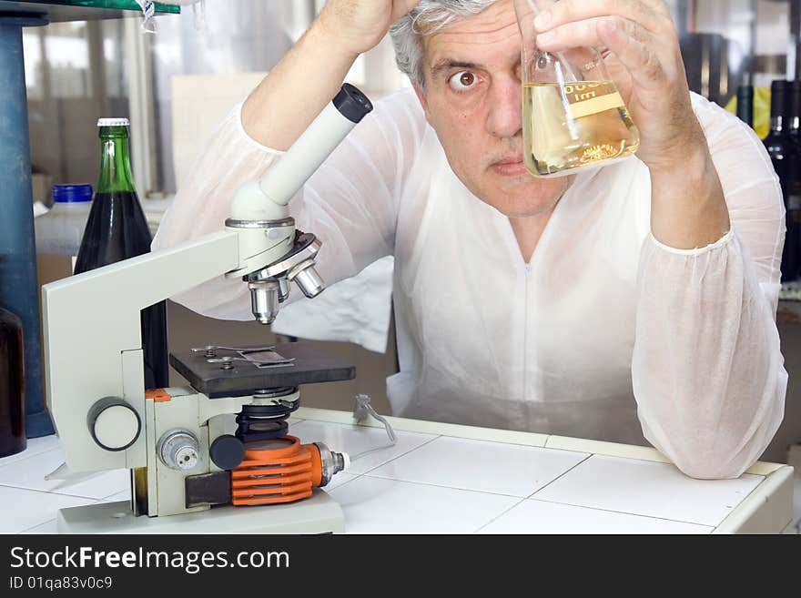 A researcher at work in his laboratory