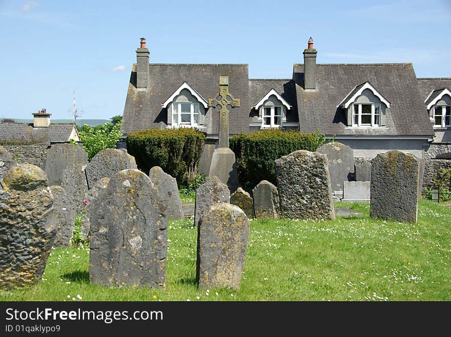 Cemetery and ancient houses in Kilkenny, Ireland