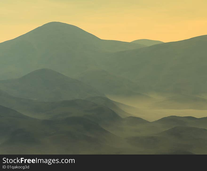 Low Fog And Mountains