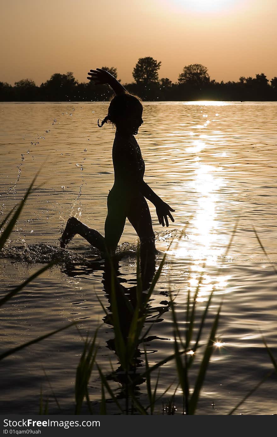 Сhild running on water