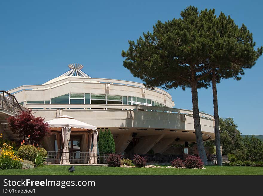 Architectural construction restaurant near two pines