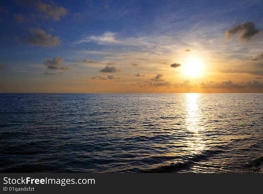 A view of tropical beach in cuba at sunset. A view of tropical beach in cuba at sunset