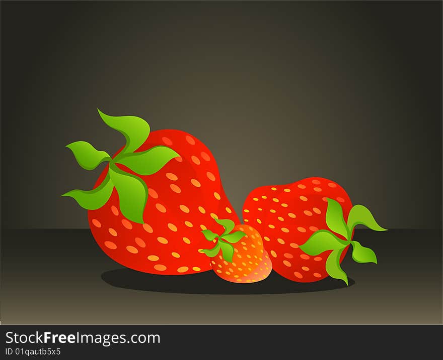 Beautiful juicy strawberry against a dark background