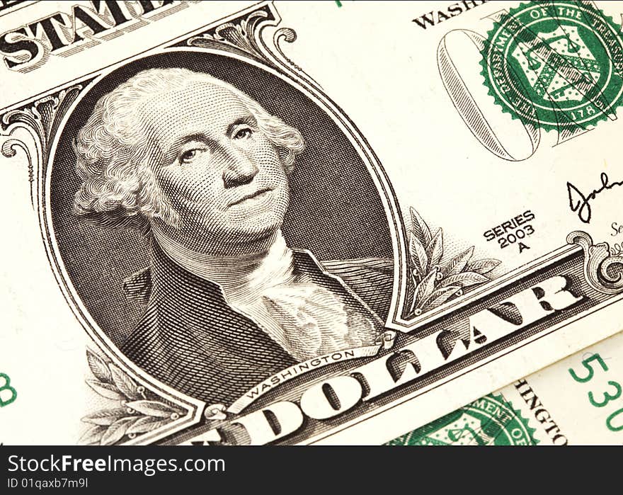 American currency is a close-up portrait of U.S. President. American currency is a close-up portrait of U.S. President