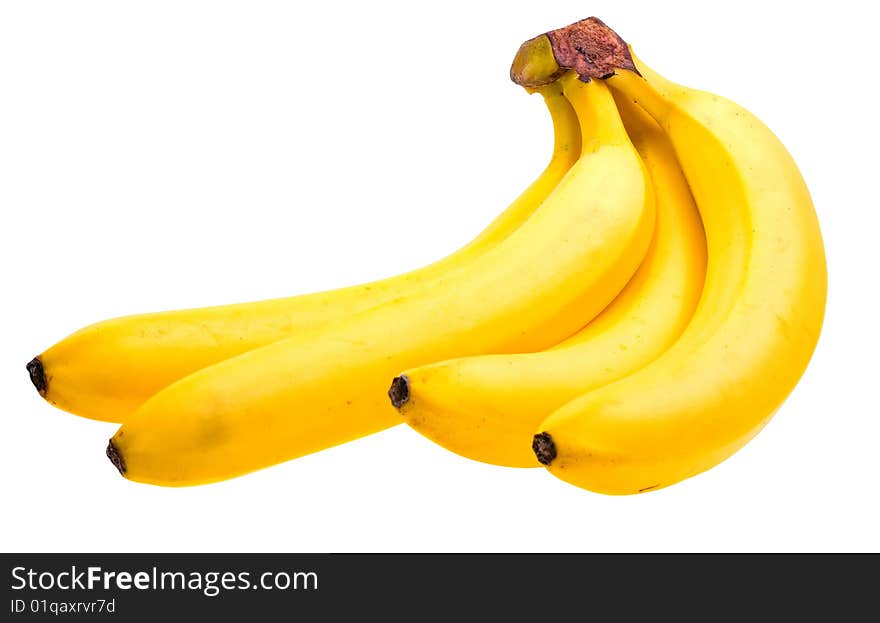 Close-up fresh bunch of bananas isolated on white background