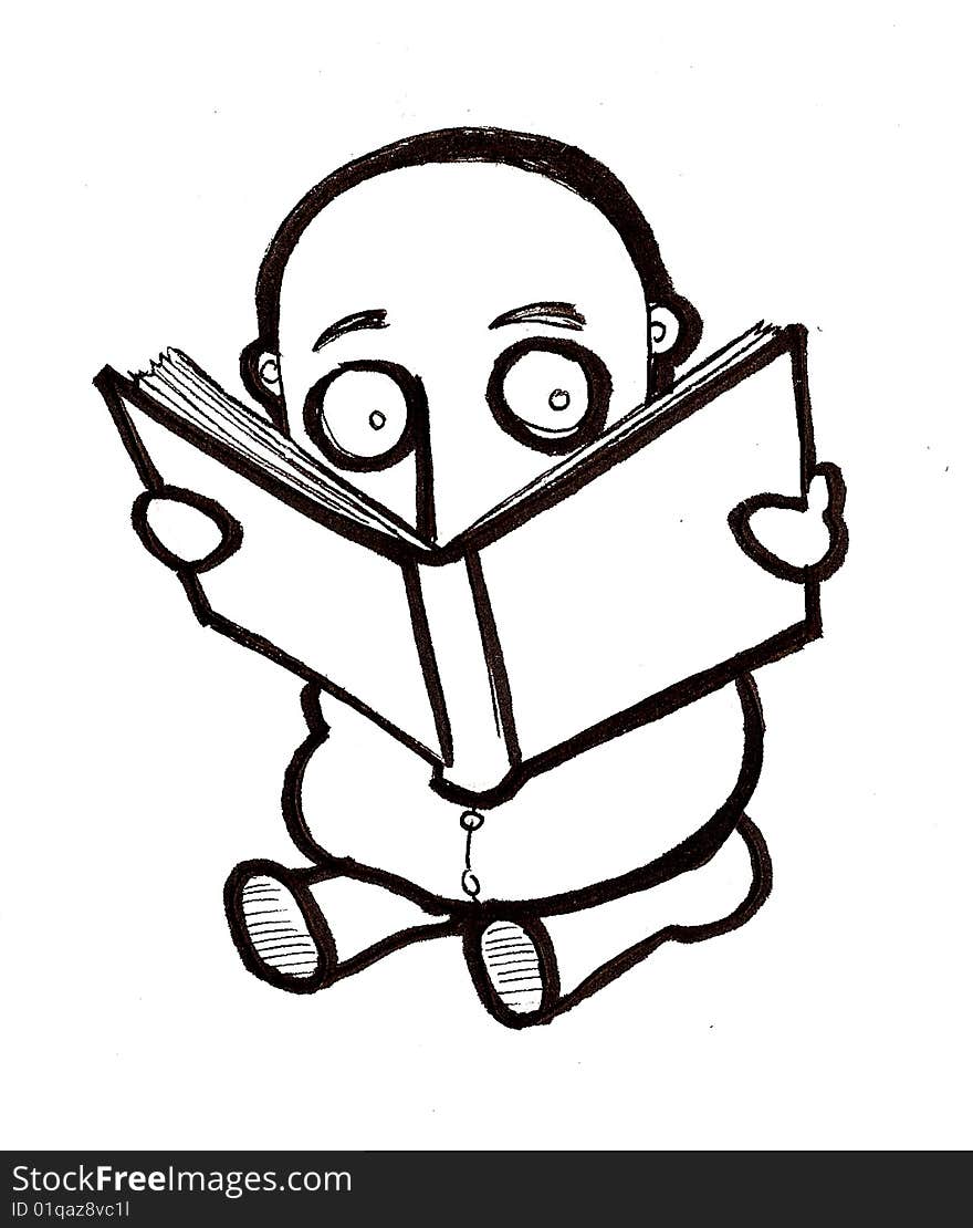 Illustration of a guy reading a book. Illustration of a guy reading a book