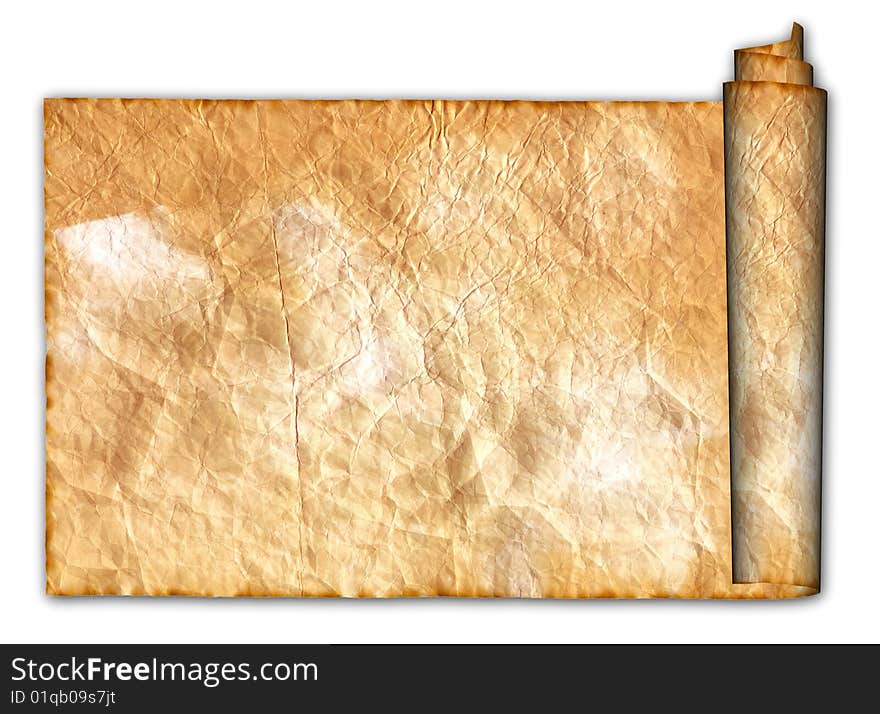 Vintage grunge rolled parchment illustration (natural paper texture)