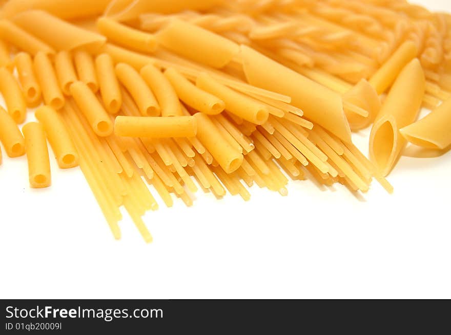 Various shapes of pasta background