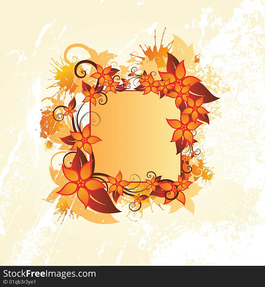 Autumn floral frame with place for text