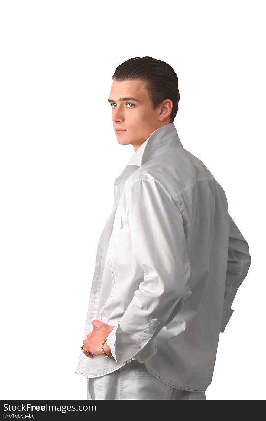 Young man in white