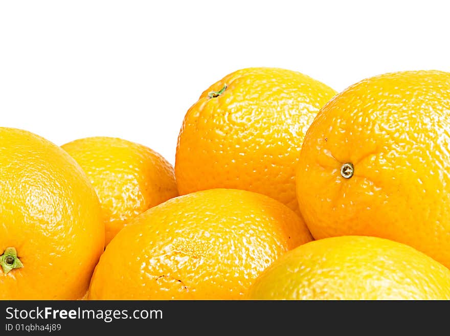 Oranges isolated on white background.