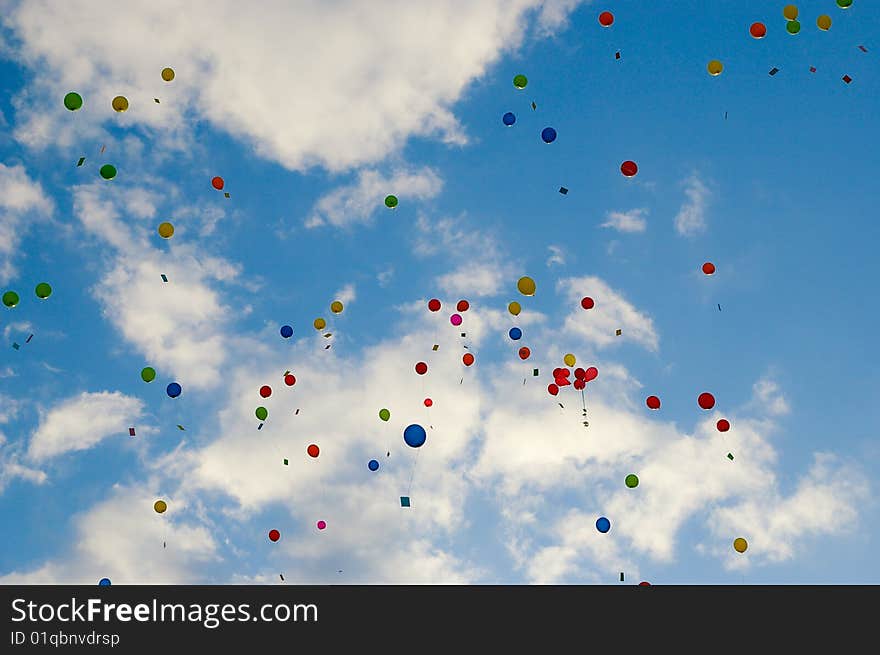 Colorful balloons with attached messages