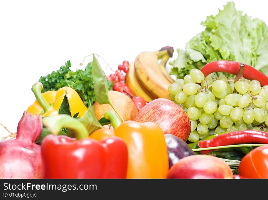 Fruits & Vegetables isolated on white background.