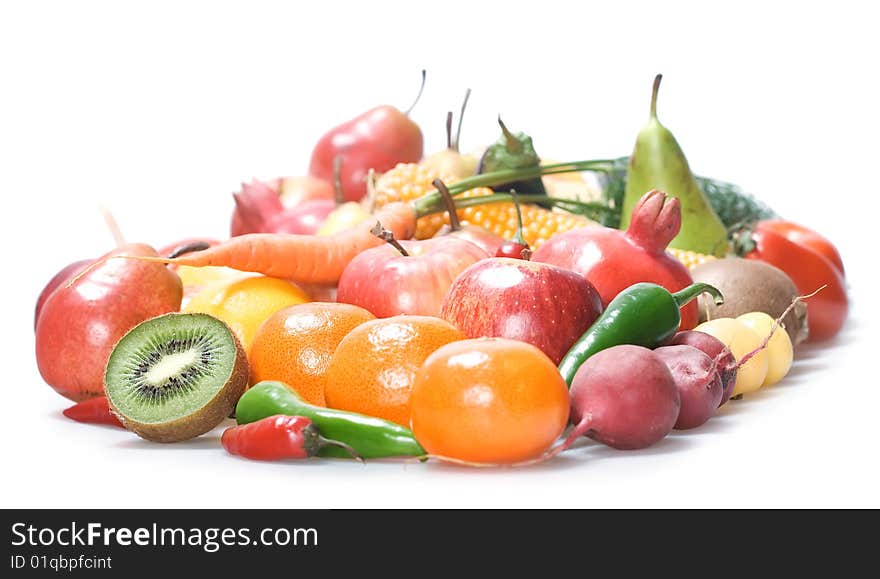 Fruits & Vegetables isolated on white background.