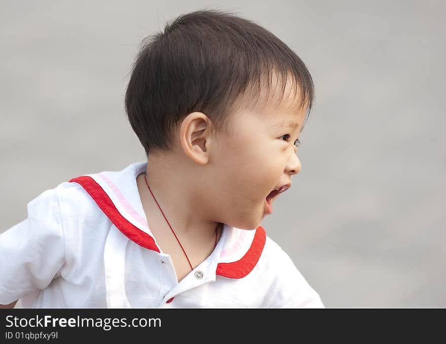 Portrait of happy boy laughing