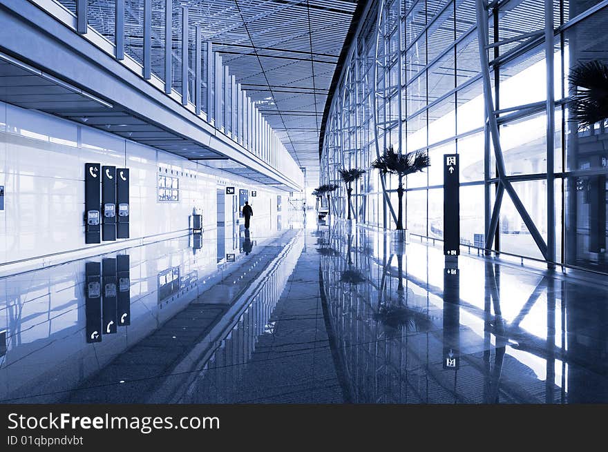 Modern hall inside in the beijing airfield.