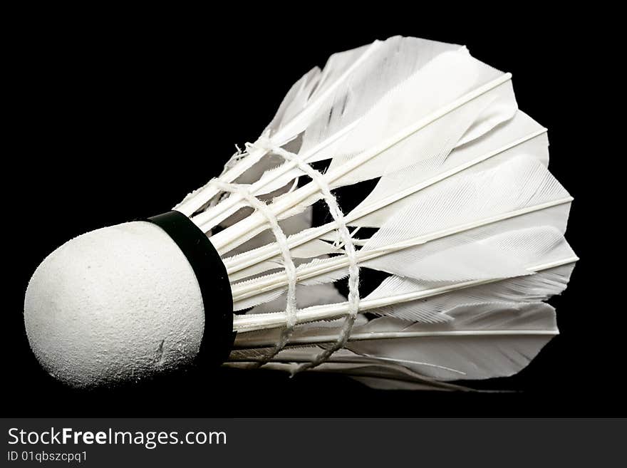 Shuttlecock isolated on black background