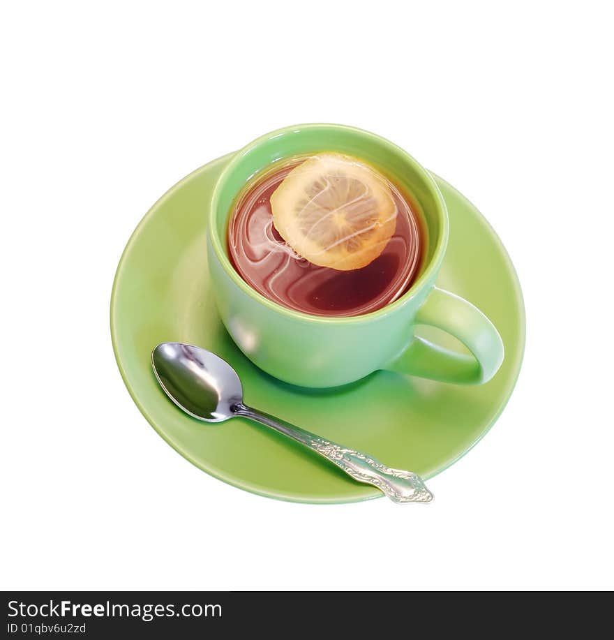 Tea cup on white background