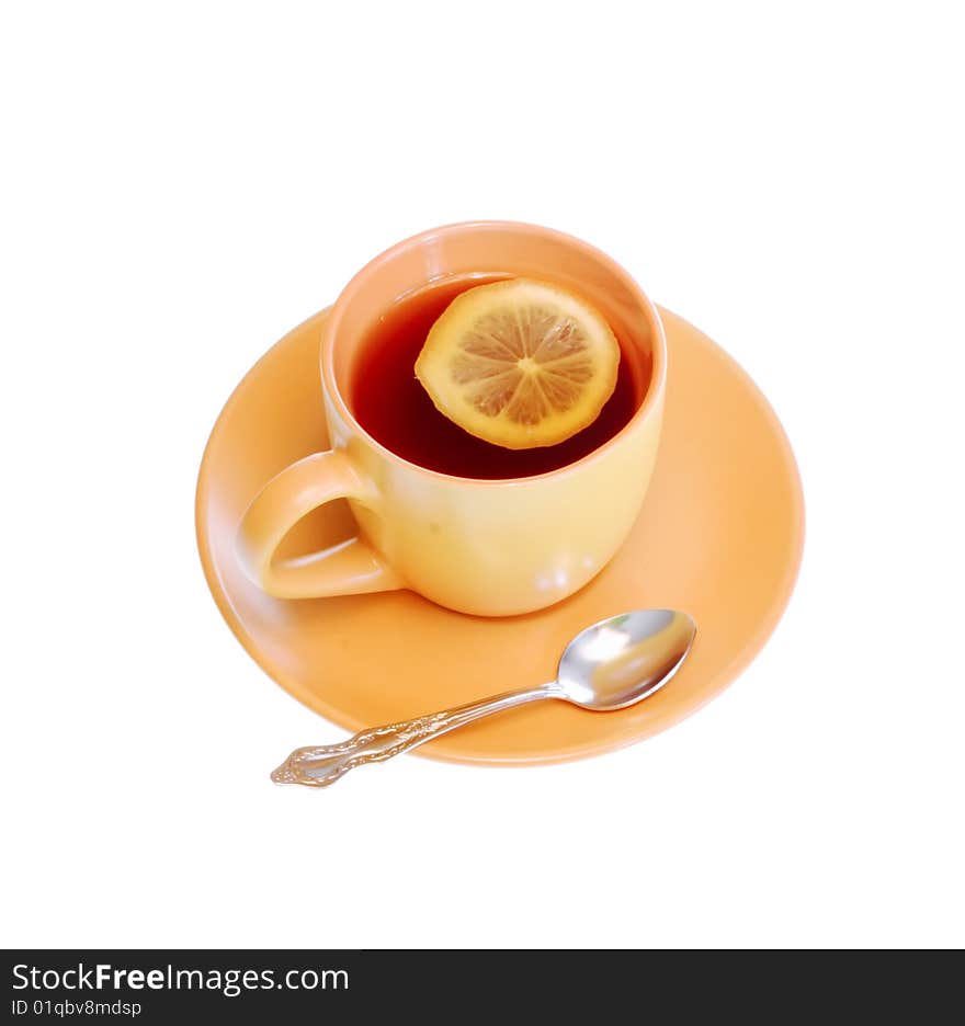 Tea cup on white background