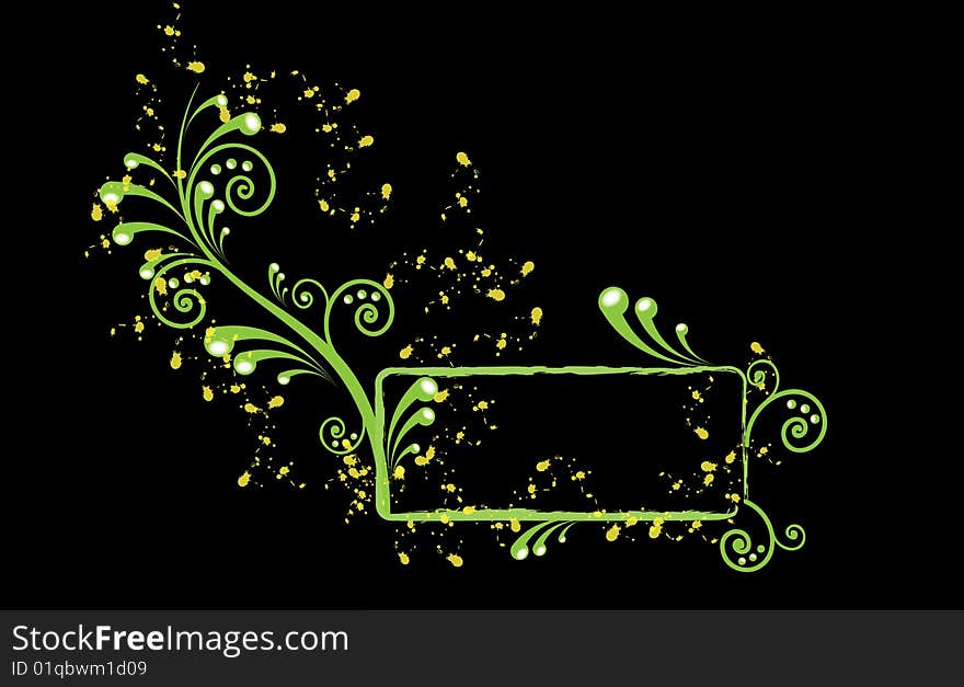 Green swirls isolated on a black background