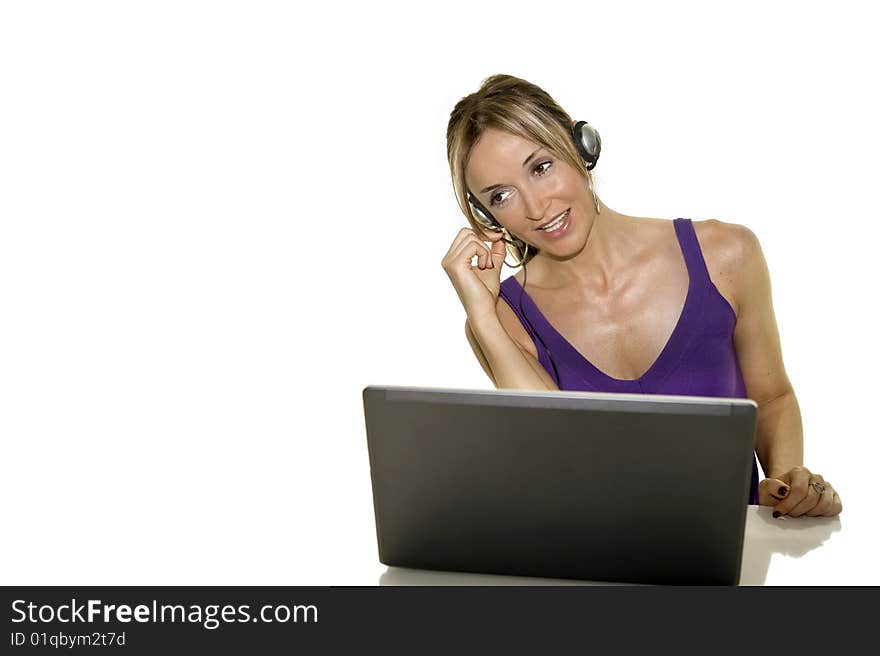 Woman with headset