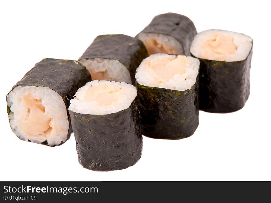 Japaneese rolls, isolated on white